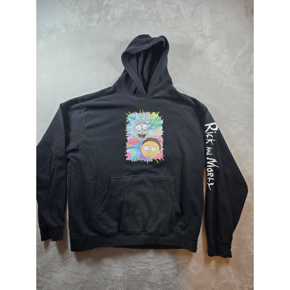 Rick and Morty Hoodie‎ Sweatshirt Mens XL Black Graphic *Read